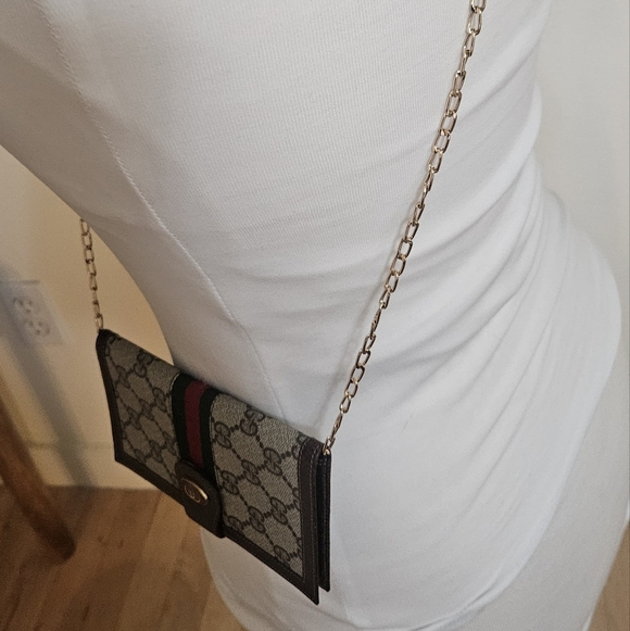 Vintage Gucci Ophidia Bifold Wallet Gold Chain Signature Monogram COA - Picture 9 of 9